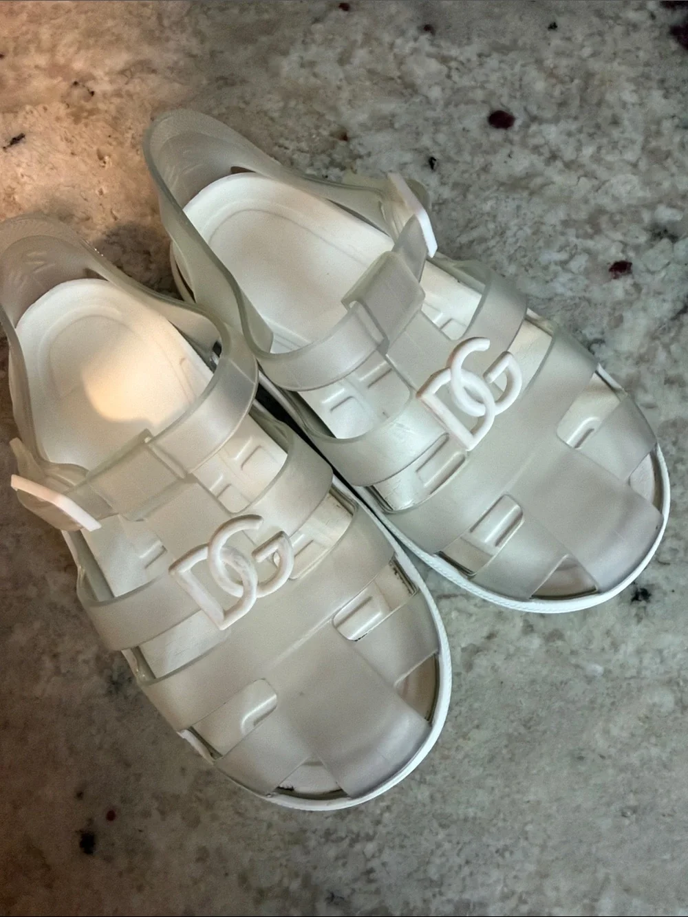 Dolce & Gabbana Kids Cream Jelly Logo Sandals